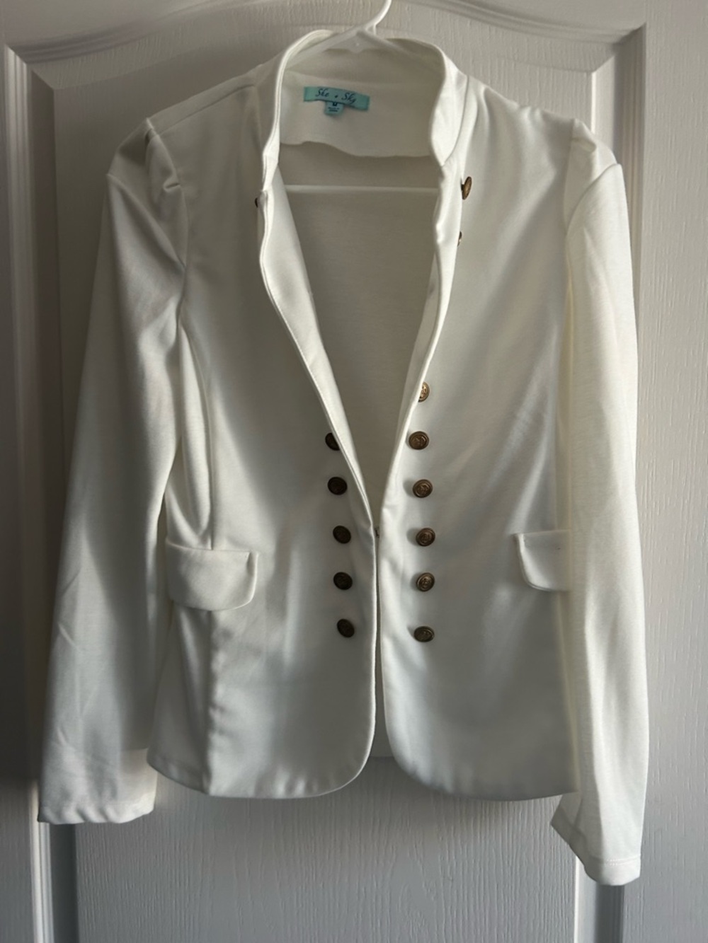 White Military-Style Blazer